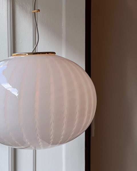 Vintage Murano oval white ceiling lamp (D45)