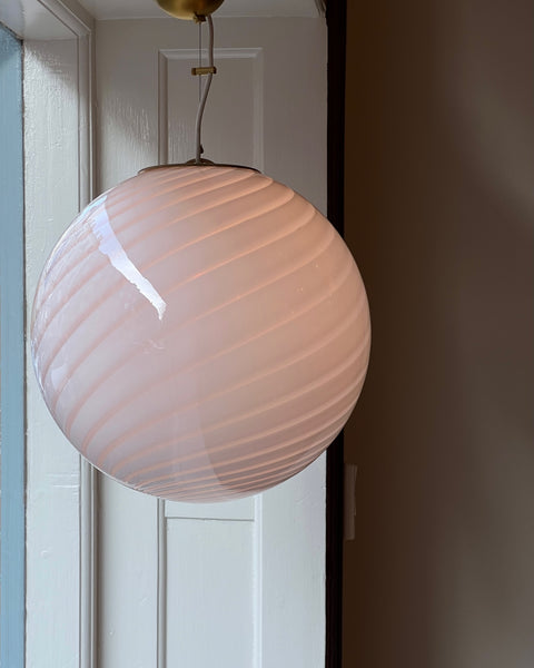 Vintage light pink swirl Murano ceiling lamp (D40)