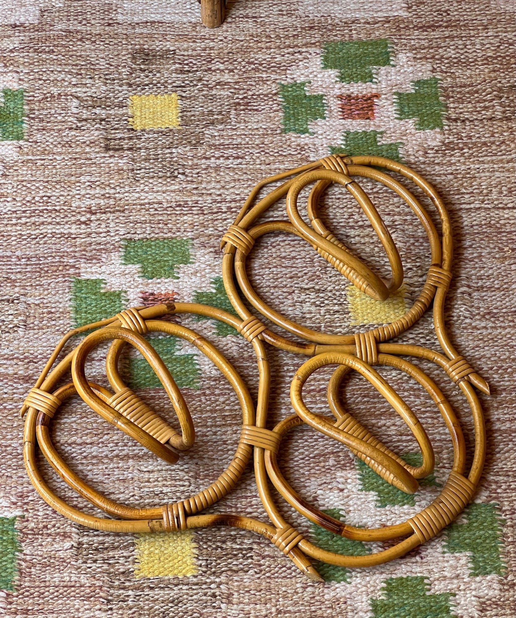 Vintage rattan coat rack