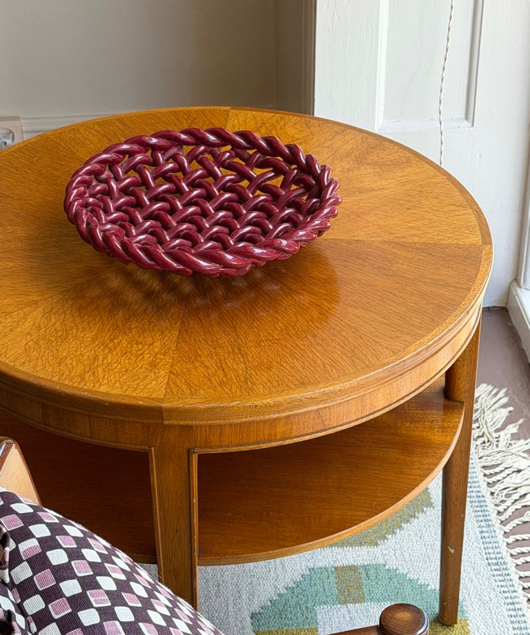 Vintage red ceramic basket