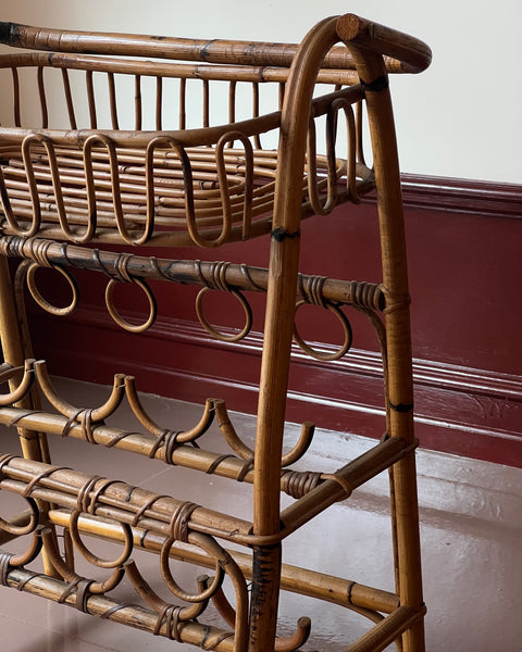 Vintage rattan table/wine rack