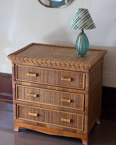 Vintage rattan chest of drawers