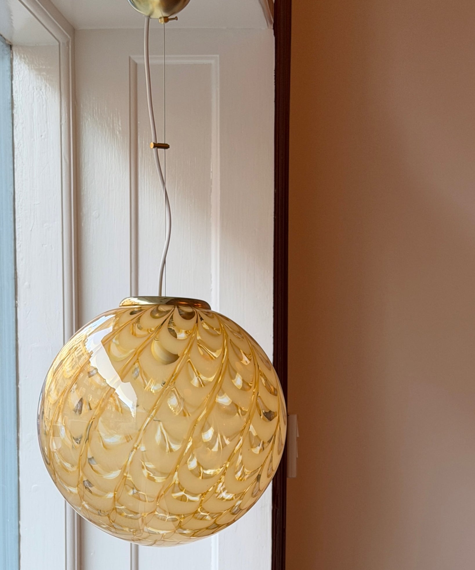 Vintage golden clear Murano ceiling lamp (D35)