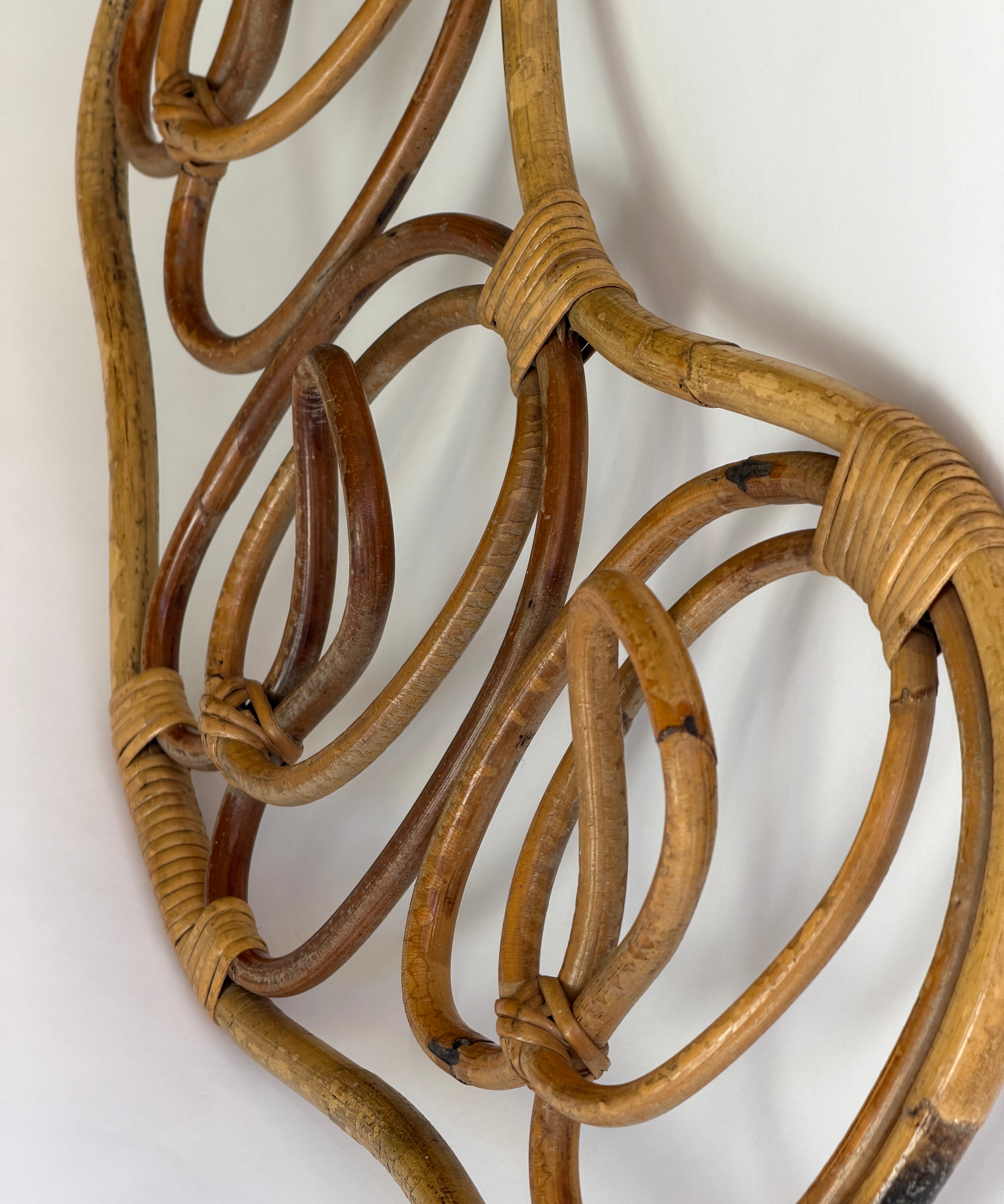 Vintage rattan coat rack, Italy 1960s