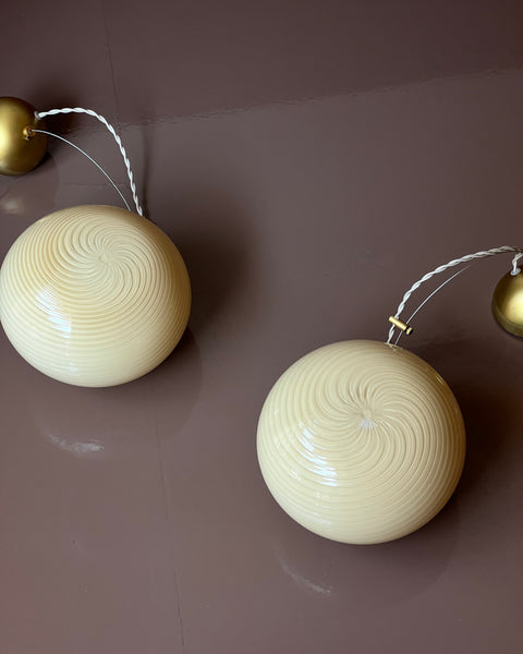 Vintage yellow swirl Murano oval ceiling lamp (2 available) (D22)