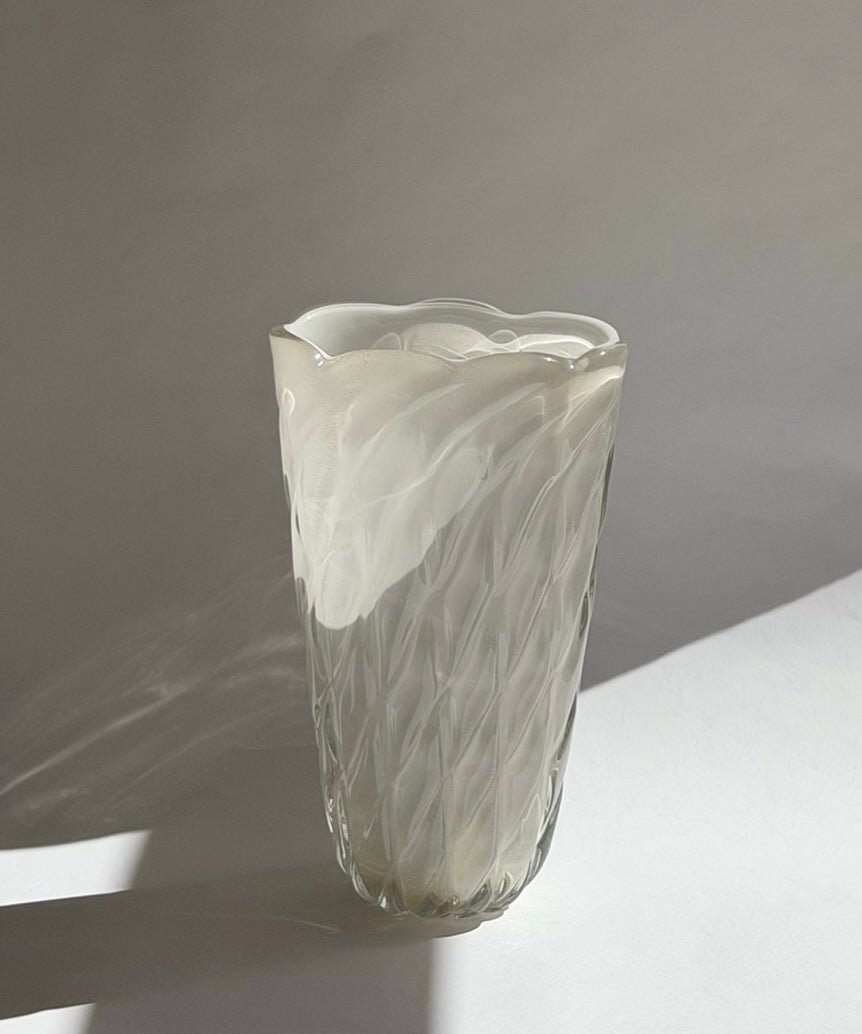 Vintage opal white Murano vase