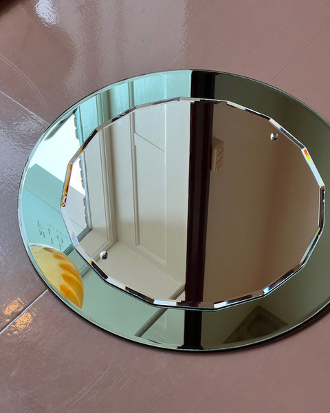 Vintage Italian round mirror with turquoise mirror frame