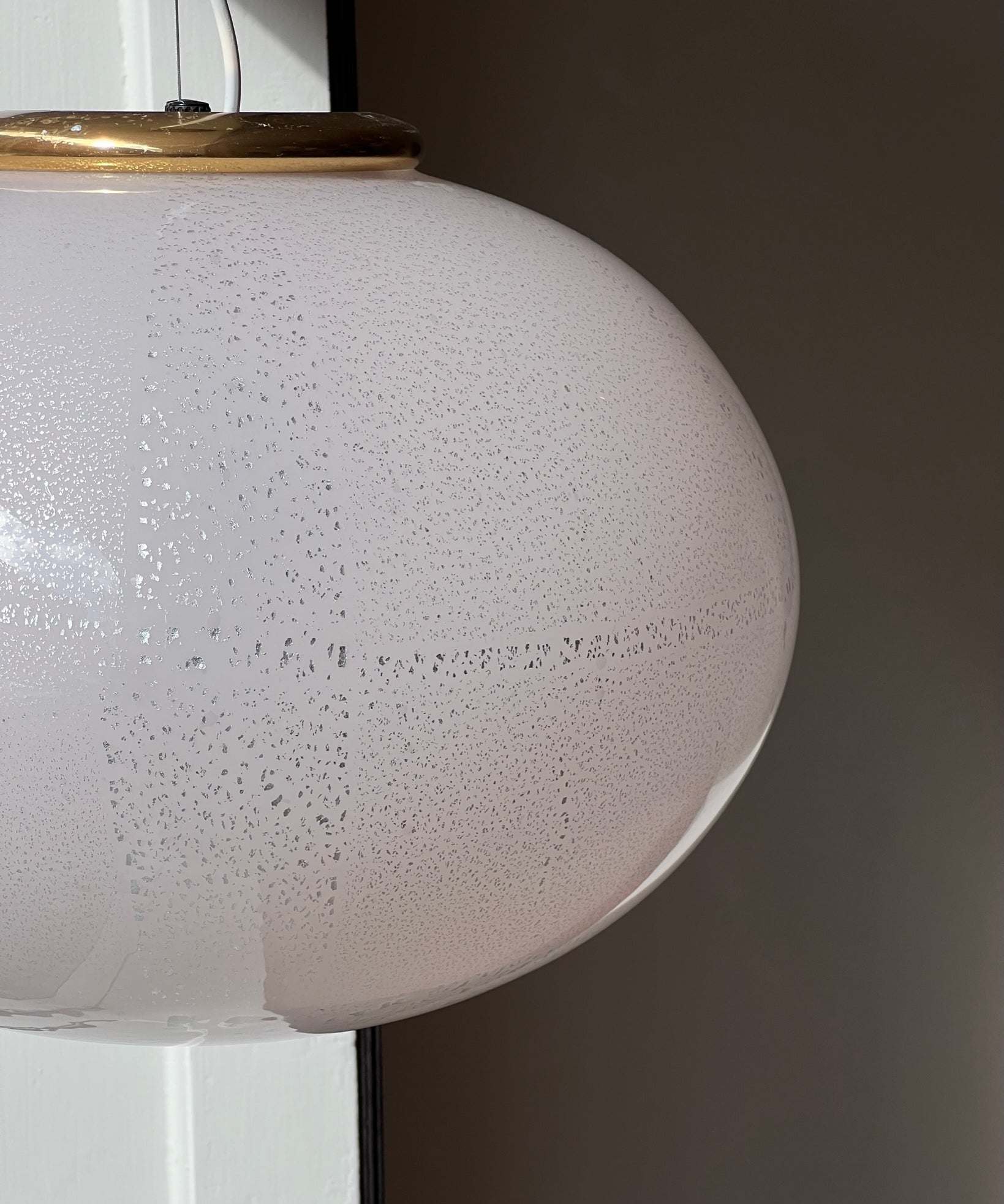 Vintage oval Murano pink/silver ceiling lamp (D45)