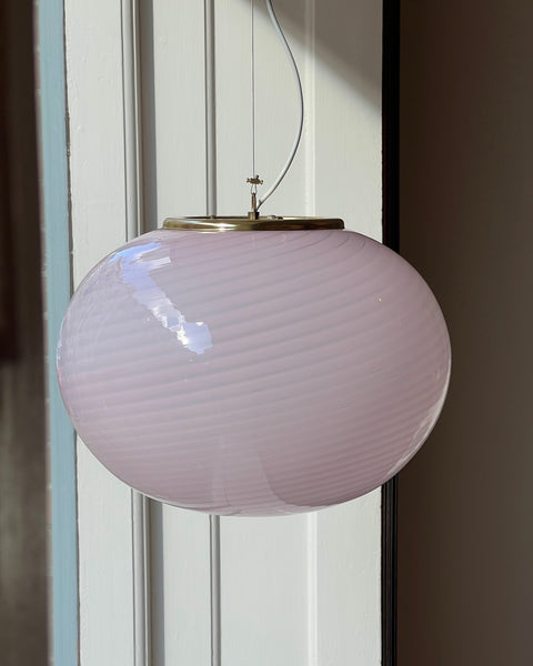 Vintage oval pink swirl Murano ceiling lamp (D45)