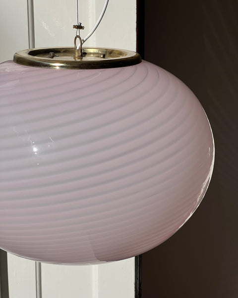 Vintage oval pink swirl Murano ceiling lamp (D45)