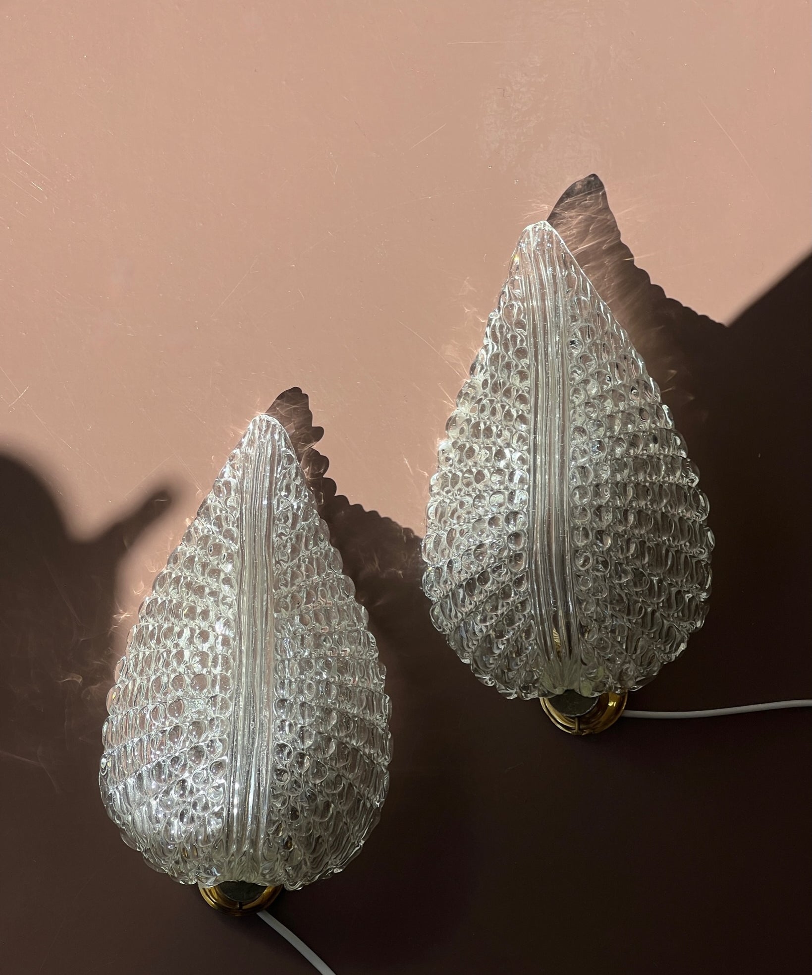 Vintage Murano leaf wall lamp (2 available)