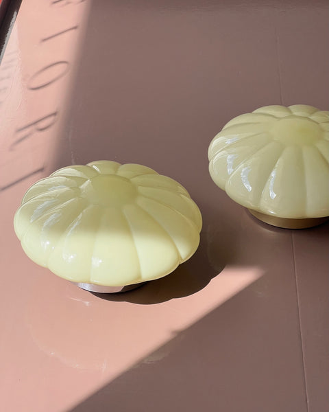 Vintage Murano opal yellow ceiling/wall lamp (D28) (2 available)