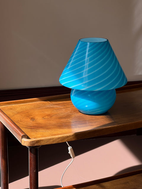 Mushroom table lamp - Blue swirl