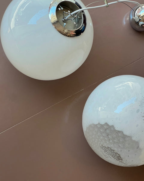 Vintage white clear Murano ceiling lamp (D30)