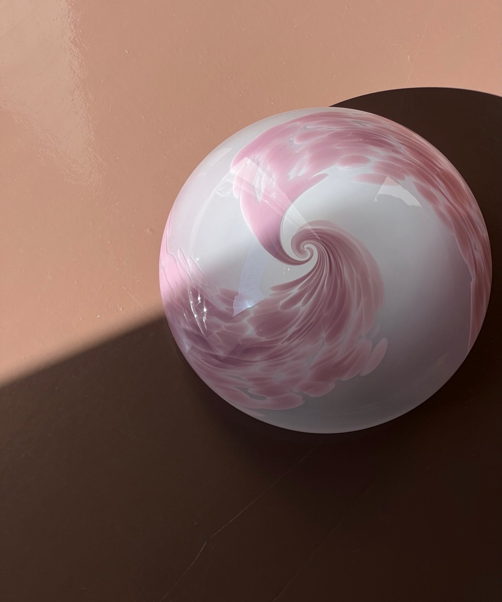 Vintage Murano pink/white swirl ceiling/wall lamp (D28)