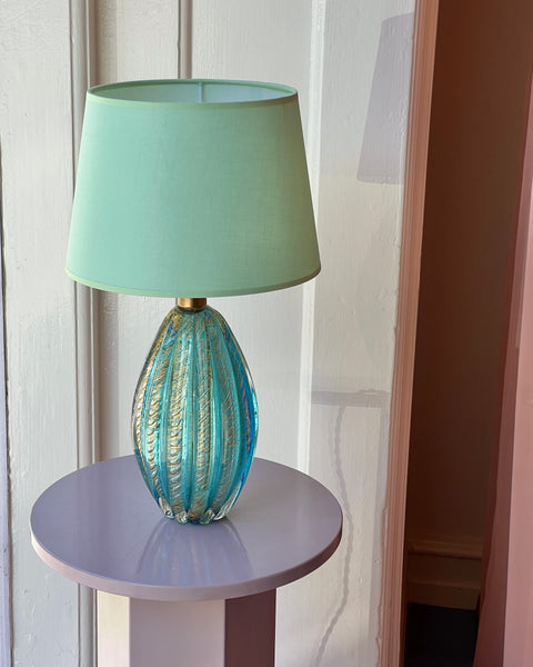 Large vintage blue/green Murano table lamp (with shade)