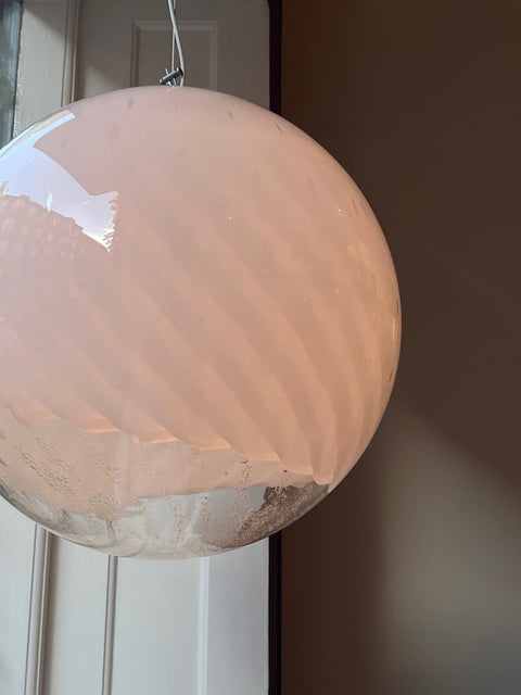 Vintage white clear Murano ceiling lamp (D40)