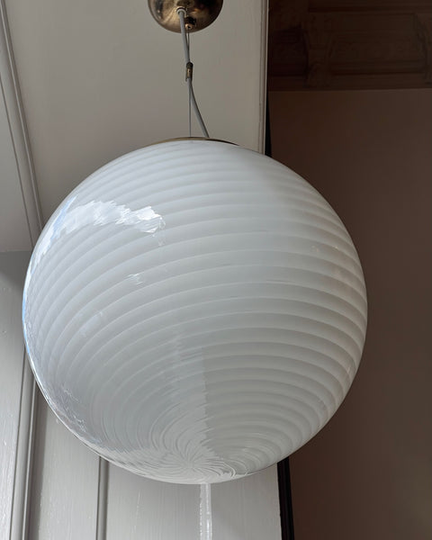 Vintage Murano white swirl ceiling lamp (D35)