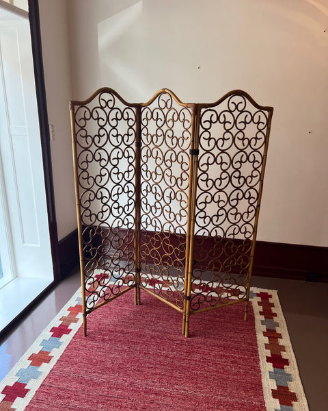 Vintage woven rattan room divider screen/paravant
