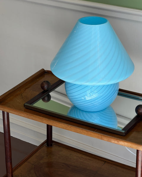 Mushroom table lamp - Light blue swirl (Large)