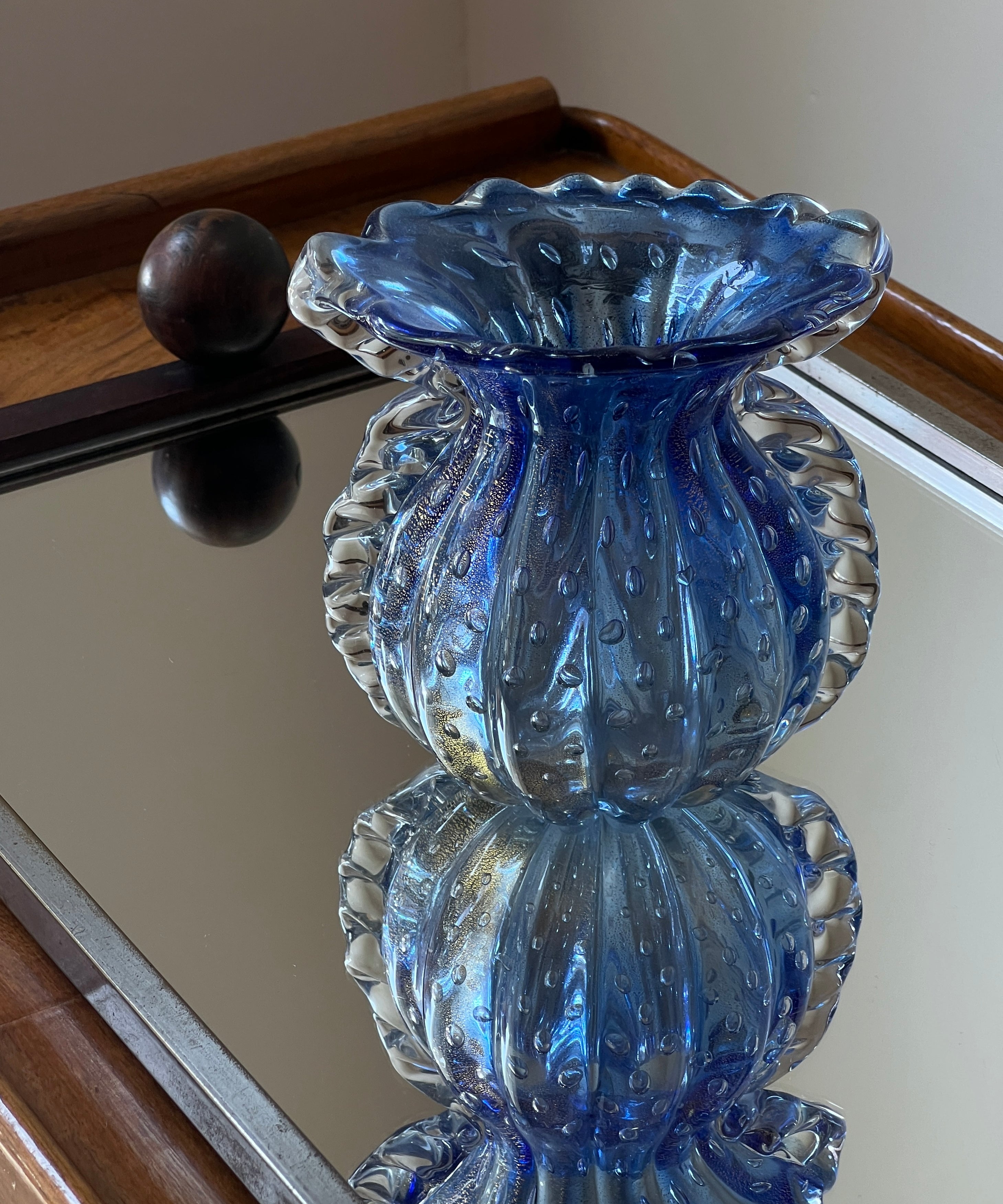 Vintage blue/white Murano vase