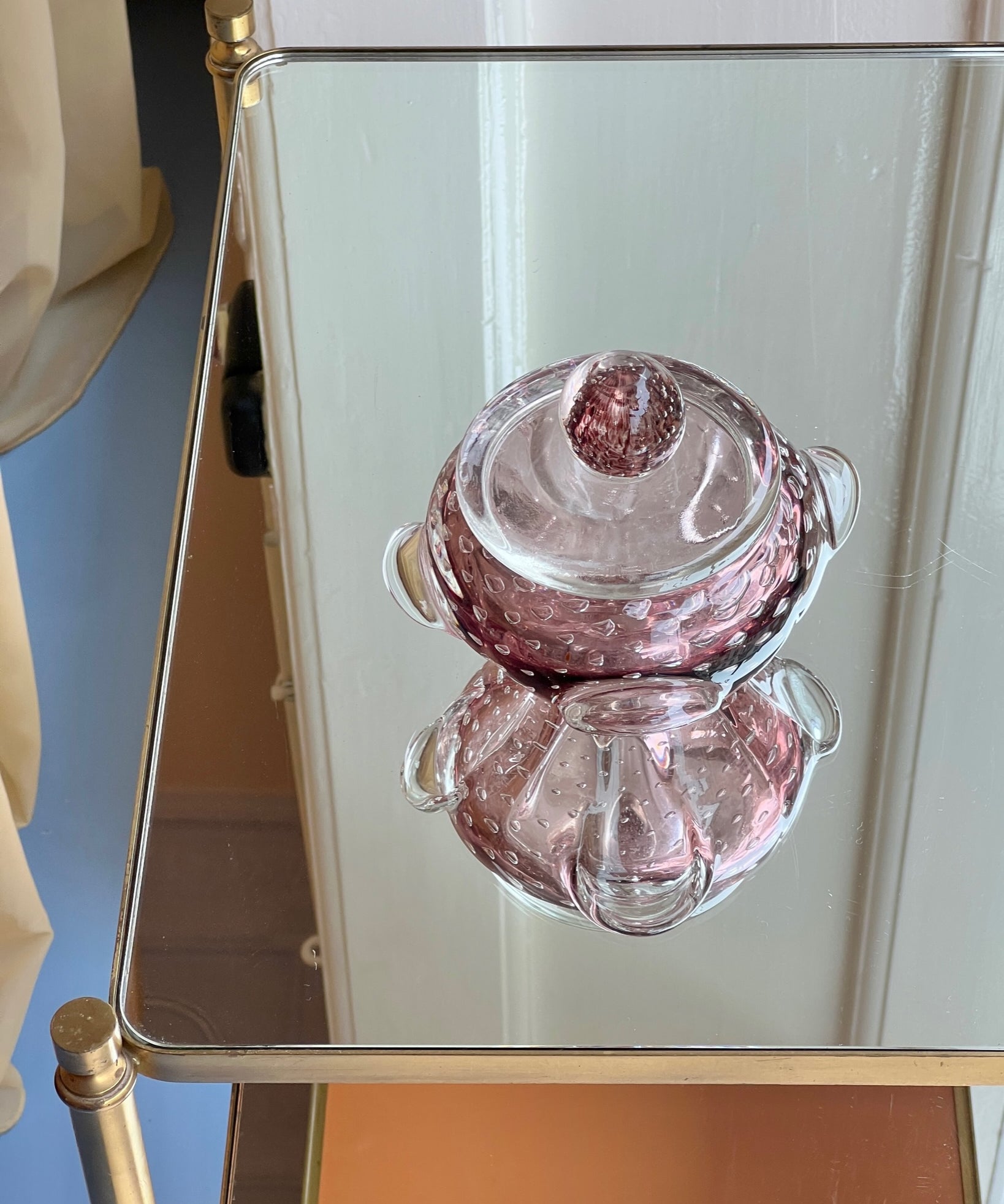 Vintage purple / clear Murano bonbonniere