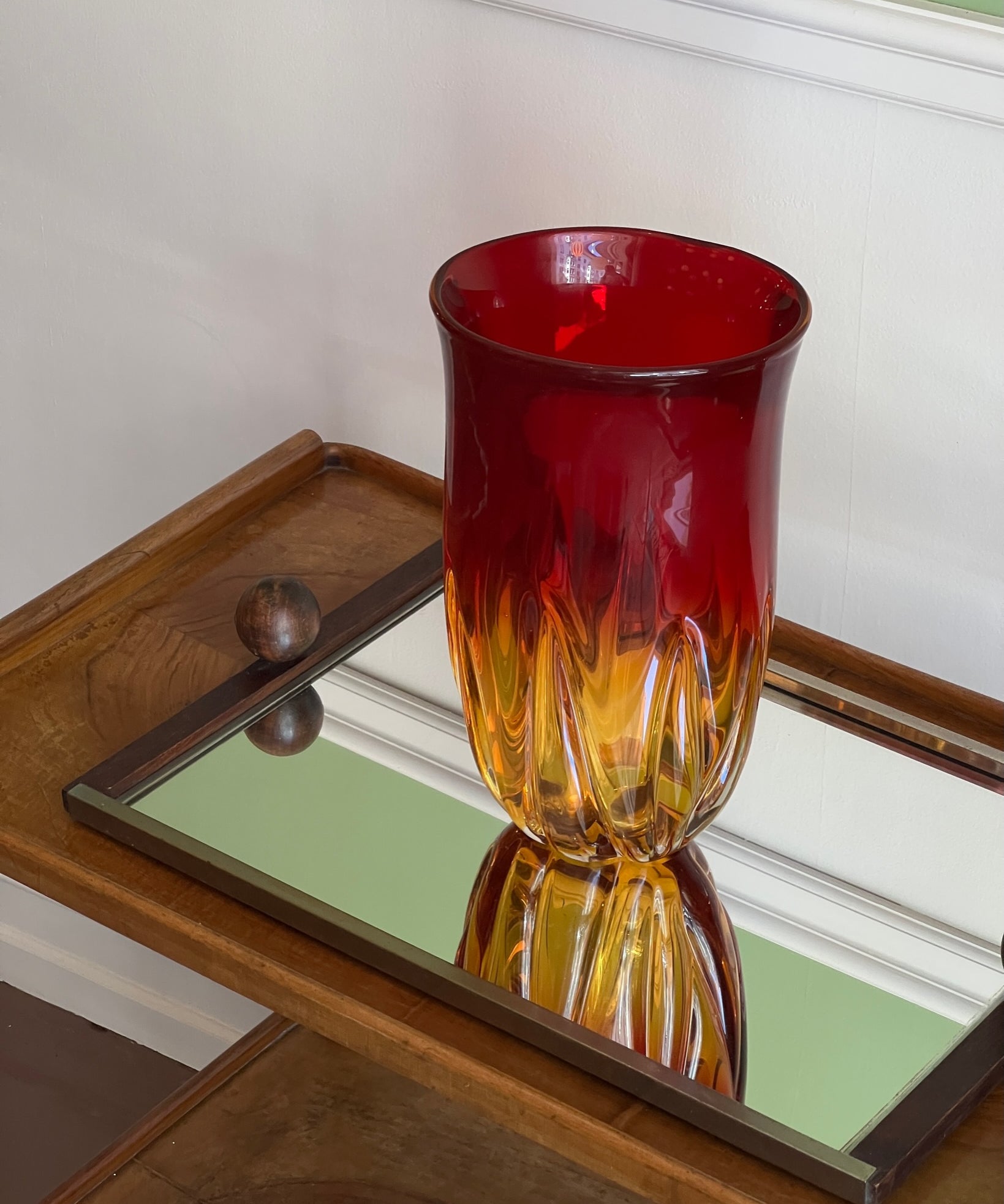 Vintage red / yellow Murano vase