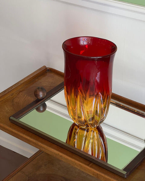 Vintage red / yellow Murano vase