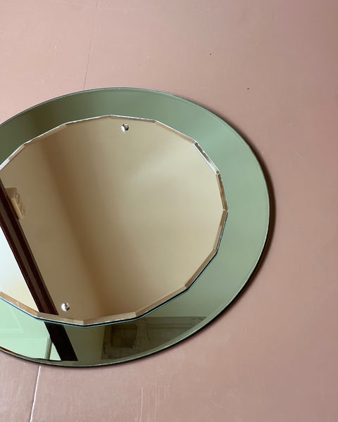 Vintage Italian round mirror with turquoise mirror frame