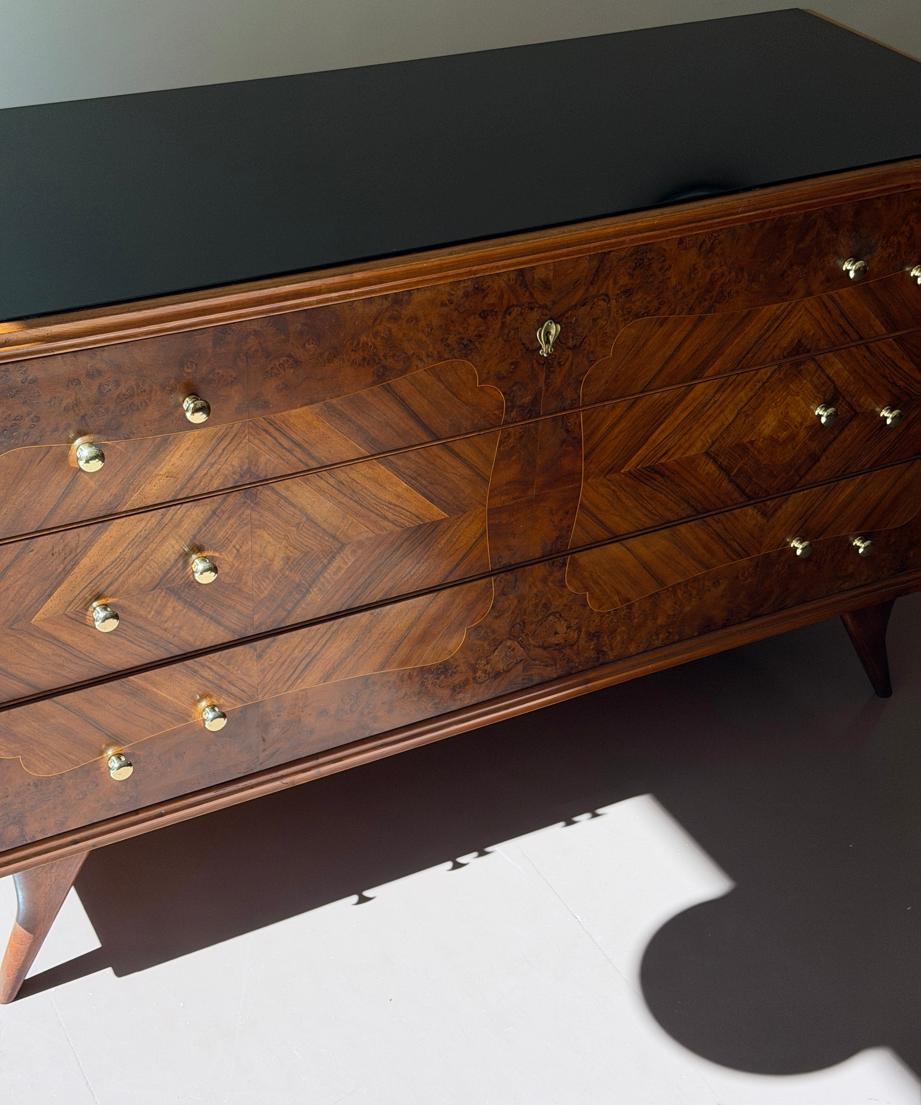 Large vintage Italian burl chest of drawers