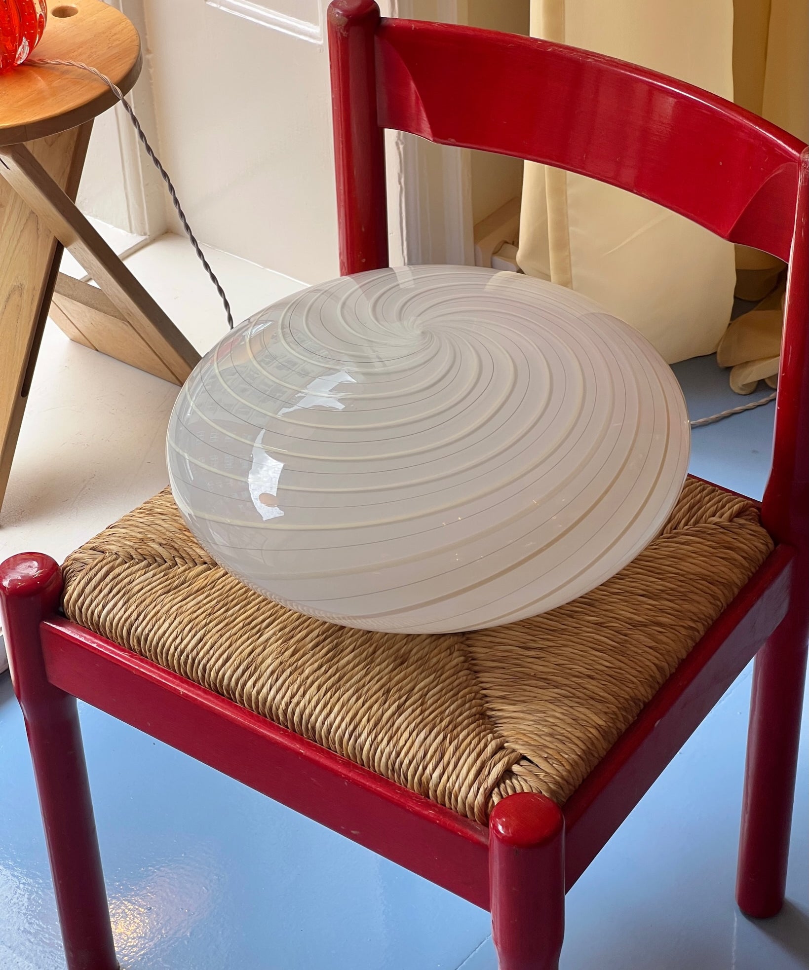 Vintage Murano white swirl ceiling/wall lamp (D38)