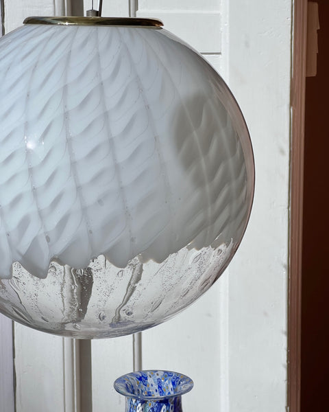 Vintage white clear Anemone Murano ceiling lamp (D35)