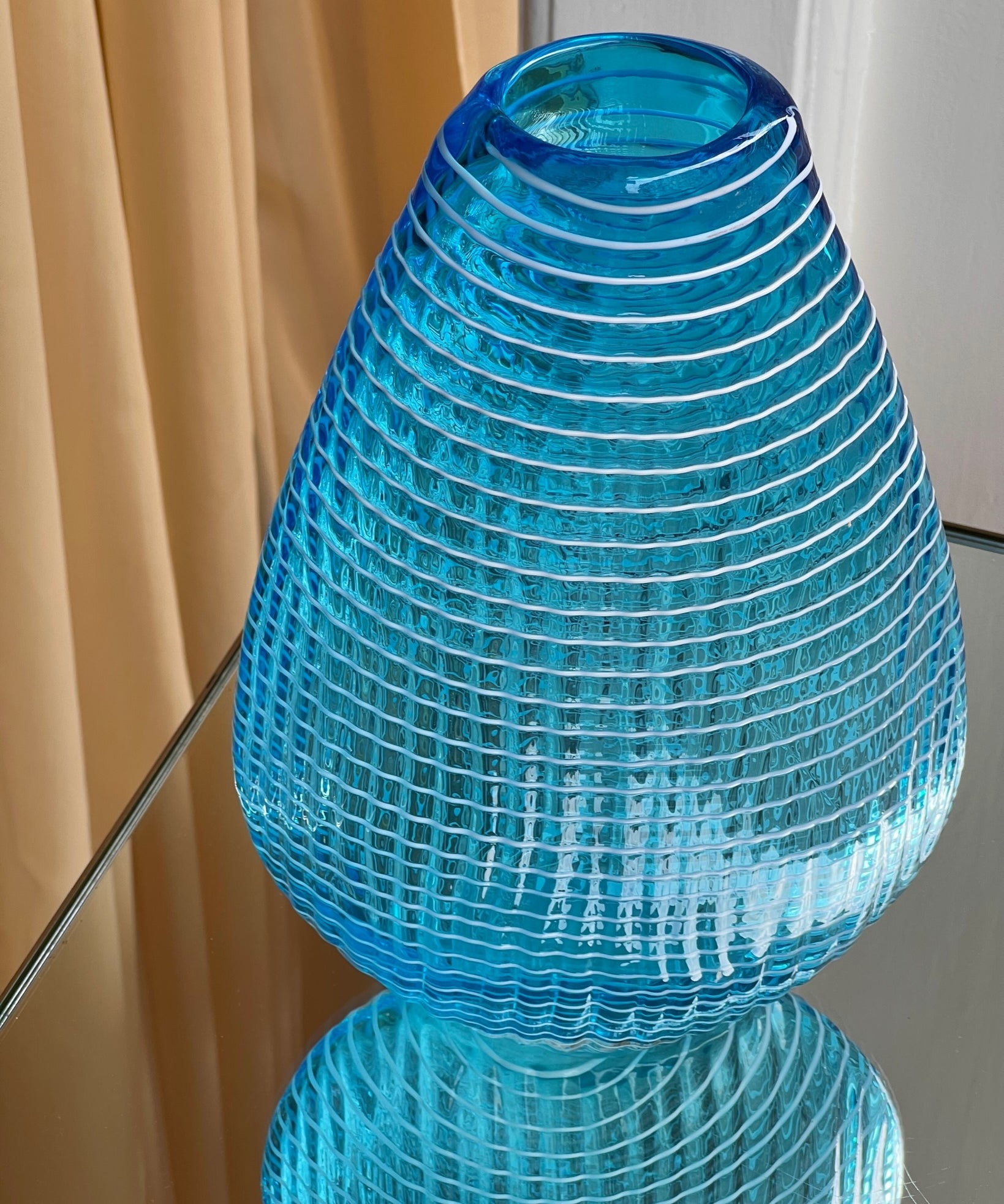Vintage blue/white swirl Murano vase