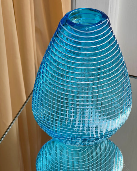 Vintage blue/white swirl Murano vase