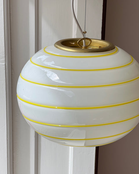 Vintage Murano oval yellow / white swirl ceiling lamp (D35)