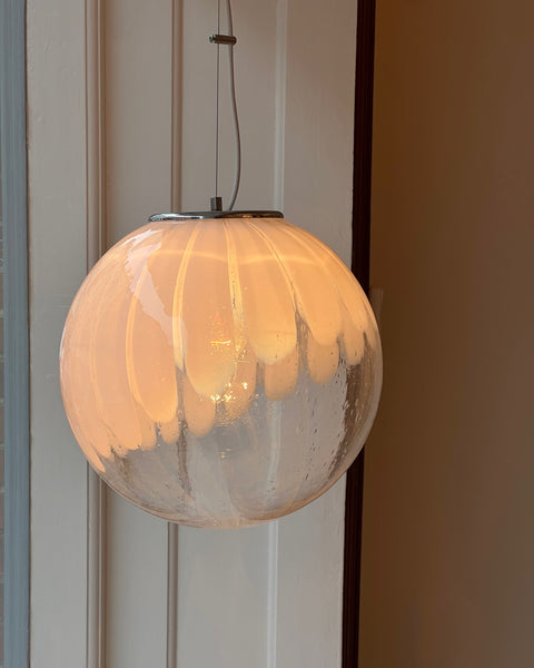 Vintage white clear Murano ceiling lamp (D35)