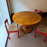 Vintage round lacquered burl wood dining table