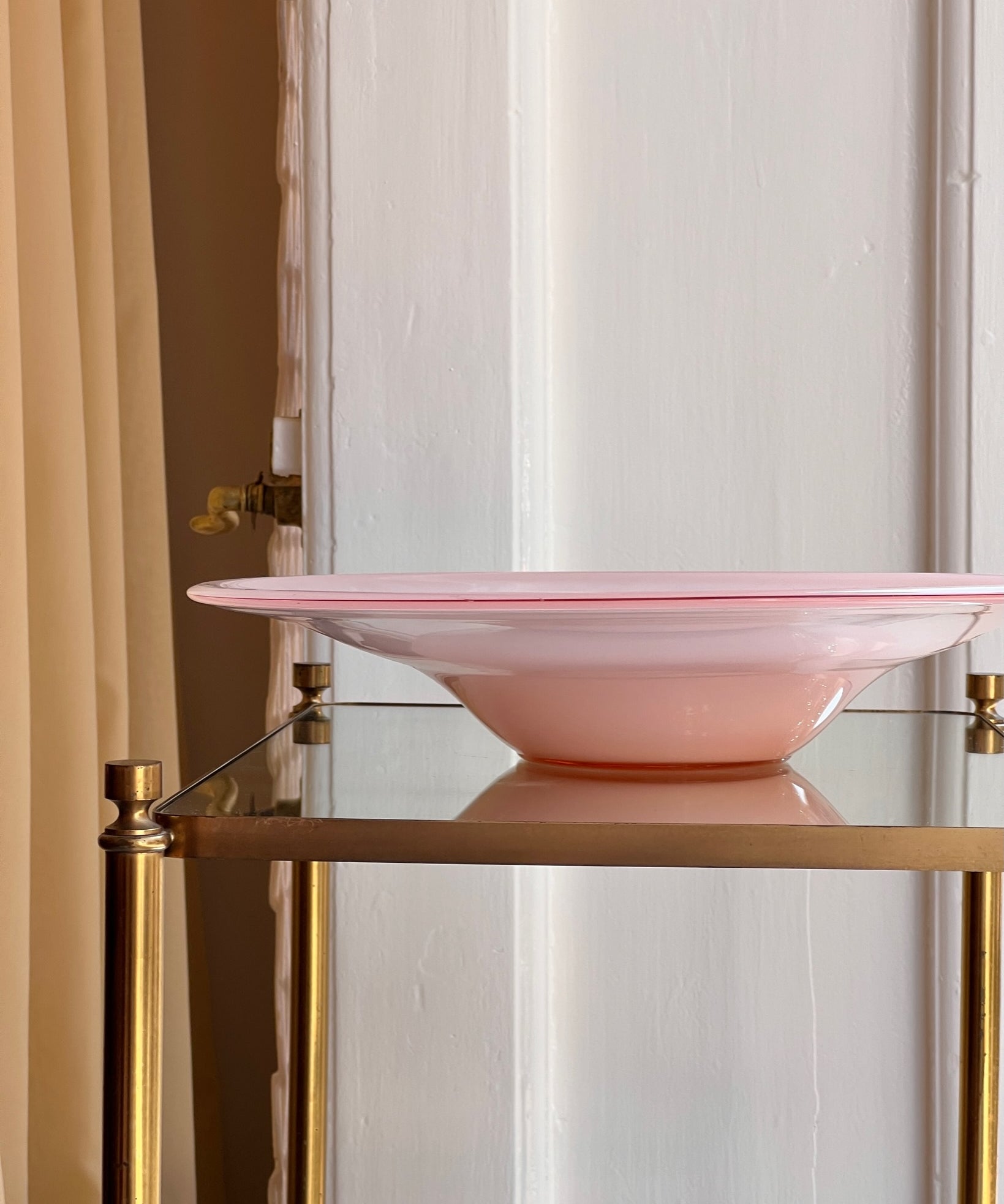 Large vintage opal pink Murano bowl