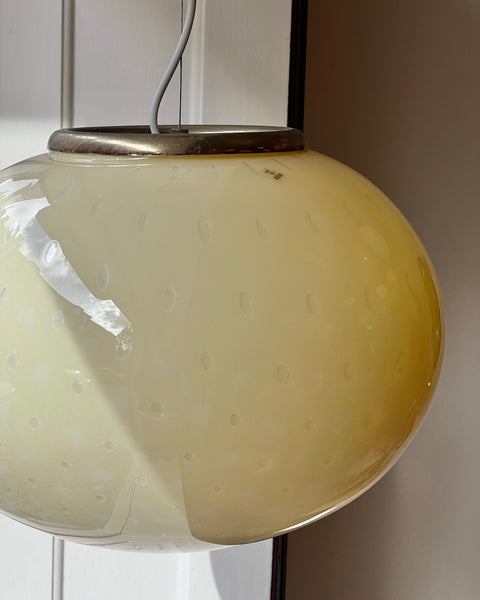 Vintage oval yellow dotted Murano ceiling lamp (D40)