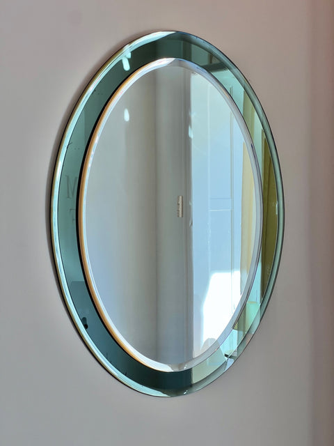 Vintage Green Oval Italian Mirror