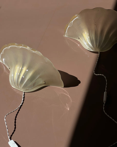 Vintage golden Murano shell wall lamps (2 available)