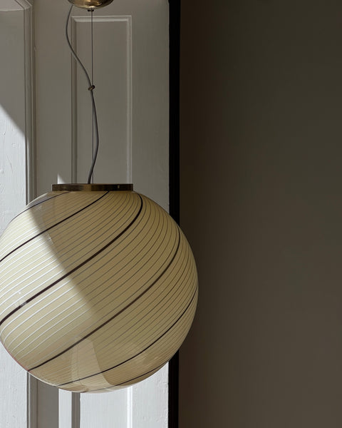 Vintage yellow/cream/brown swirl Murano ceiling lamp (D45)