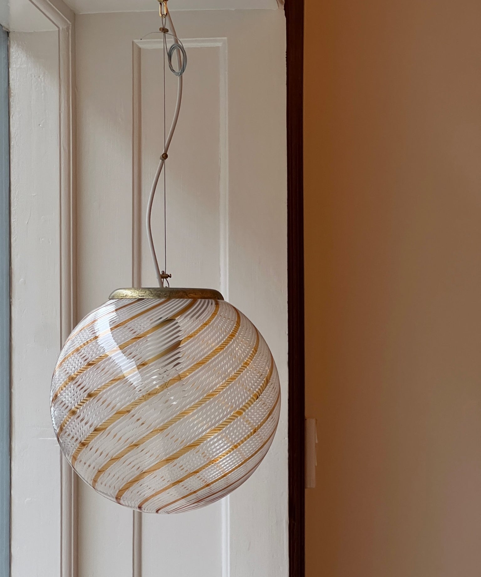 Vintage golden clear Murano ceiling lamp (D30)