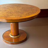 Vintage round lacquered burl wood dining table
