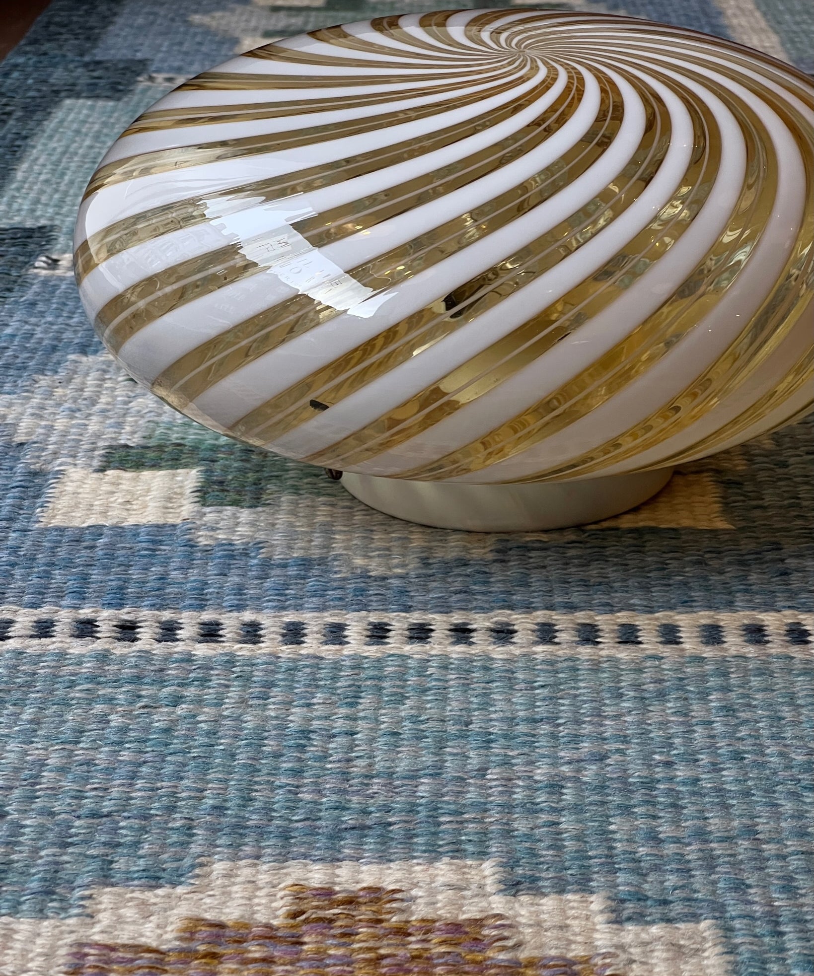 Vintage Murano clear/golden swirl ceiling/wall lamp (D30)