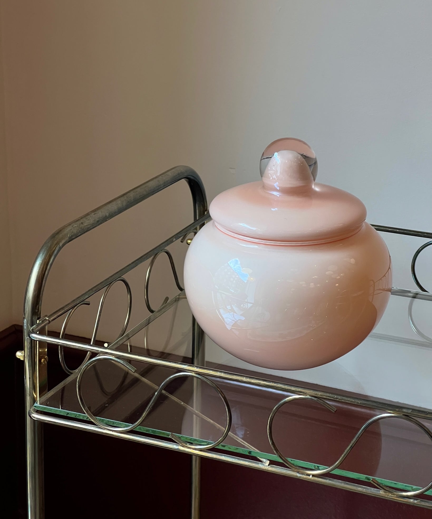 Vintage opal pink Murano bonbonniere