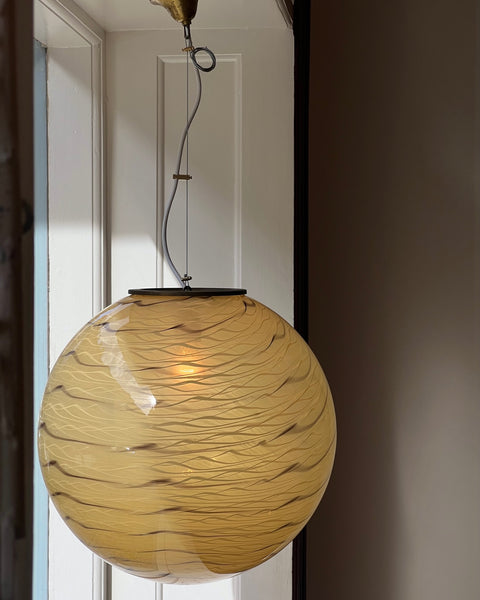 Vintage yellow/cream/brown swirl Murano ceiling lamp (D45)