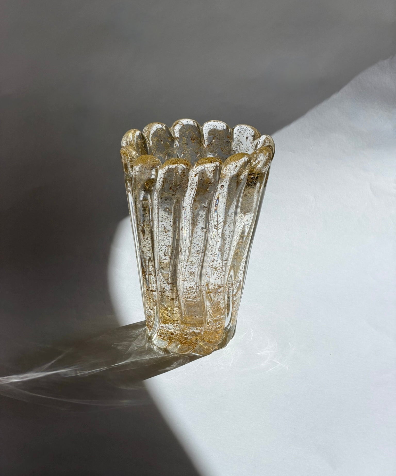Vintage golden/clear Murano vase
