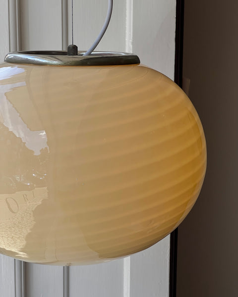 Vintage oval yellow swirl Murano ceiling lamp (D40)