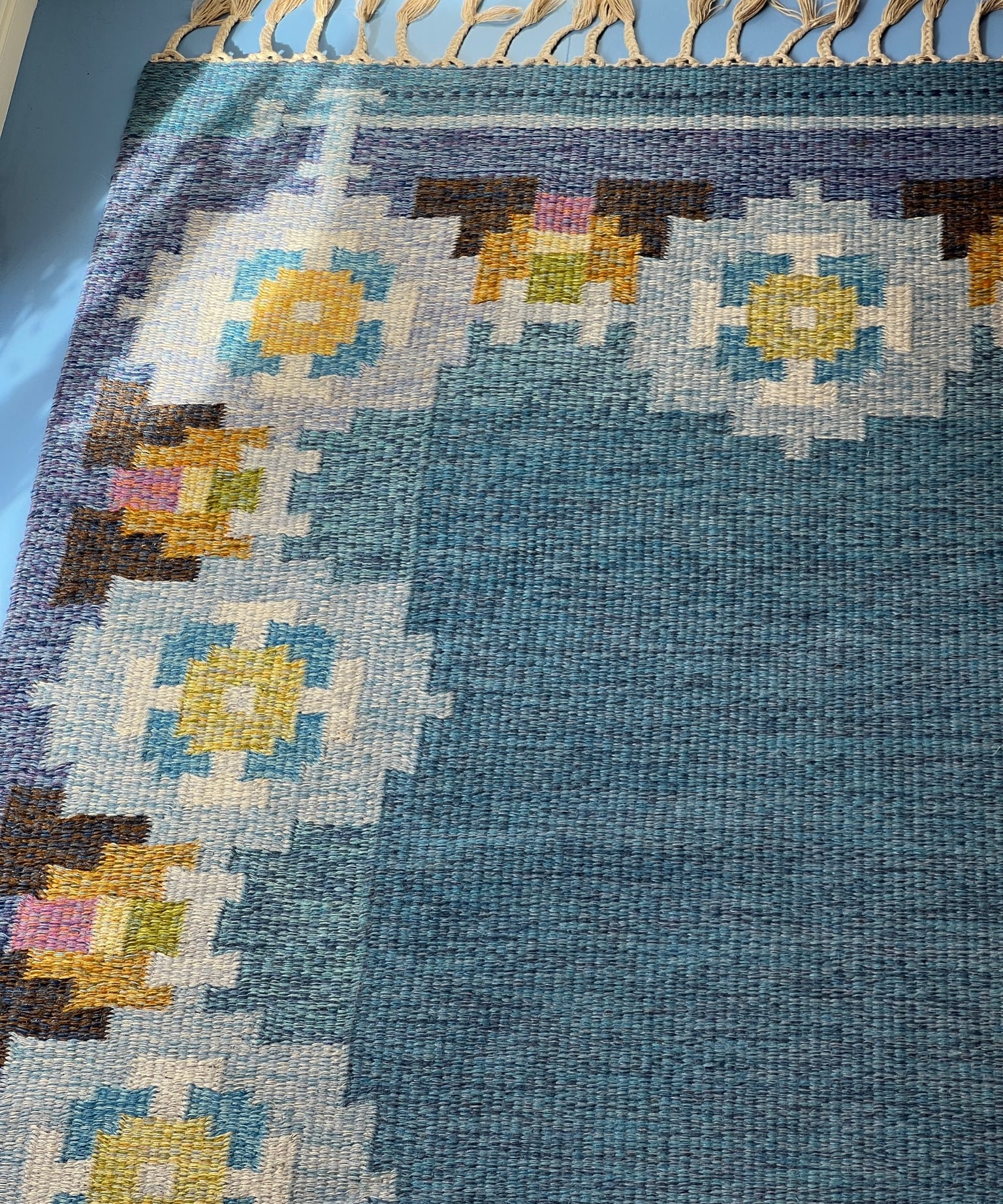 Vintage flat weave rug by Ingegerd Silow (IS)